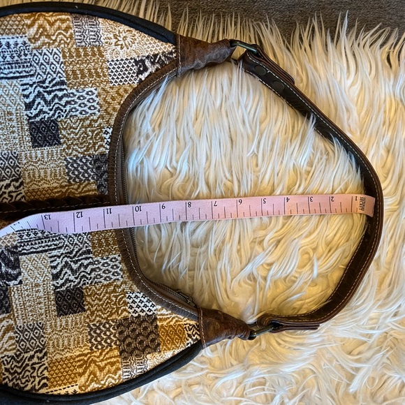 Sixtease over the shoulder circle bag fabric and leather Cowboy patchwork - Picture 8 of 9